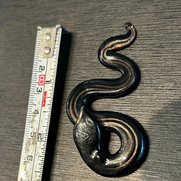 Snake Pendant Glass Sparkly Bronze Whimsigoth Serpent Goth Jewelry 2.5" Necklace - Picture 1 of 5